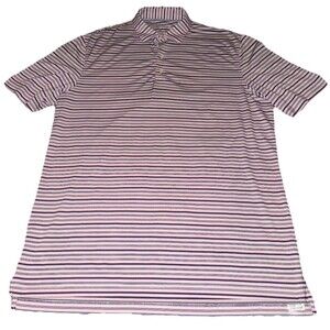 Johnnie O Polo Shirt Men’s Large Short Sleeve Pink White Purple Striped Golf